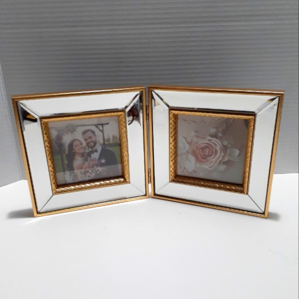 Mikasa Elegant Gold and Mirrored Double Picture Frame